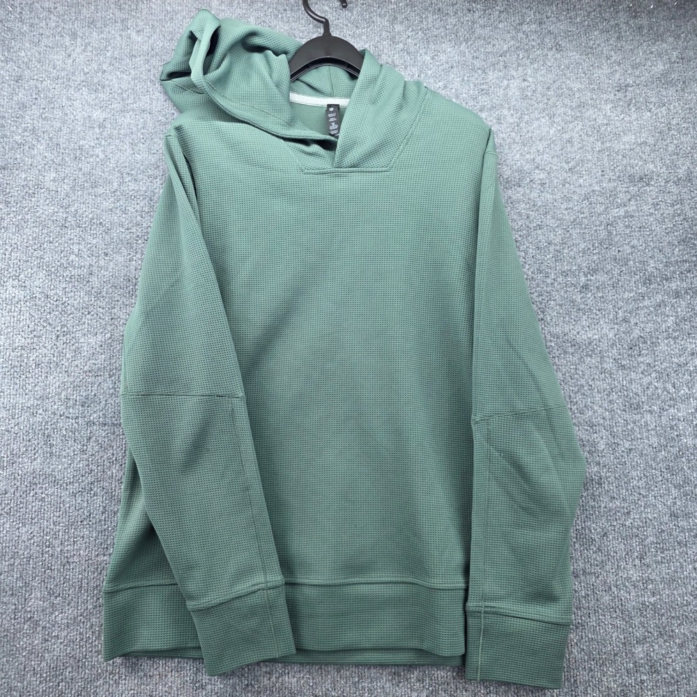 Lululemon Mens Green Waffle Knit Pullover Hoodie LM3DTXS Size M